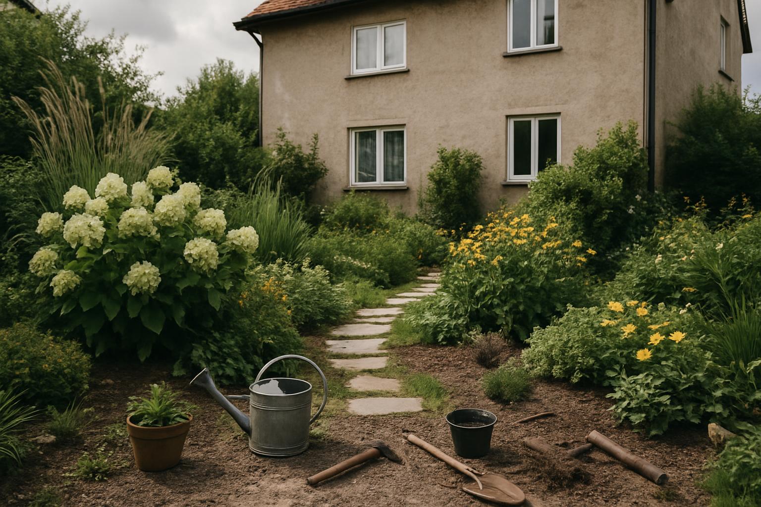 Ogród przy domu piętrowym — modne inspiracje